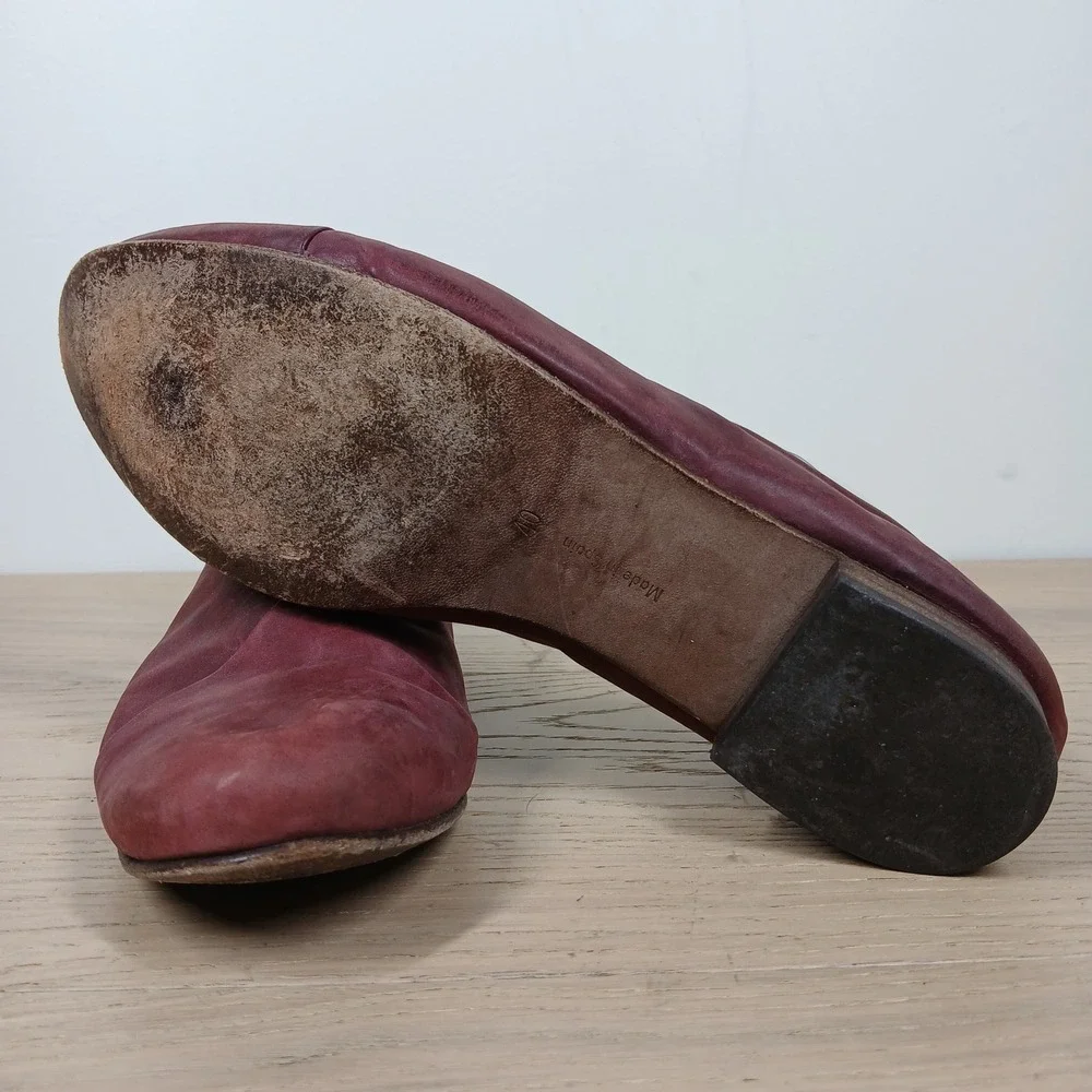 Coclico Flats Womens 9 Burgundy Leather Asymmetrical Slip On Ballet Artisan